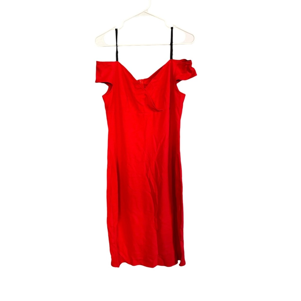 Red Sweetheart neckline cold shoulder Midi Dress Womens Size 10 NWT